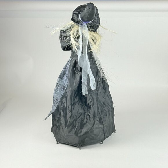 Fiber Optic Witch With Broom w/ Spider Web Cape  Light Up Halloween Decor - Picture 8 of 13